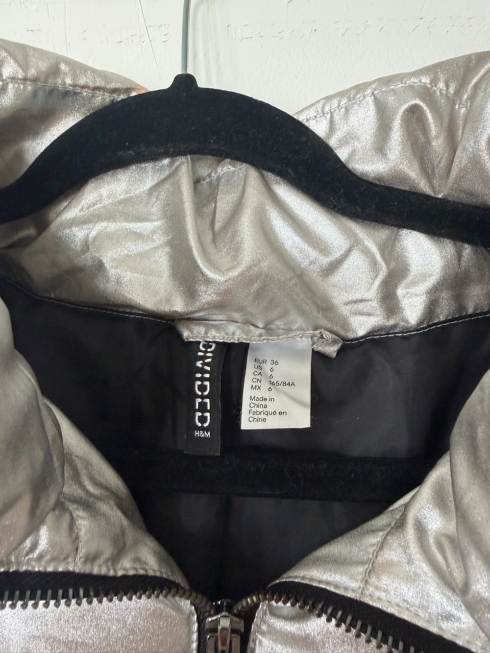 H&M Silver Metallic Quilted Puffer Jacket - Picture 2 of 4
